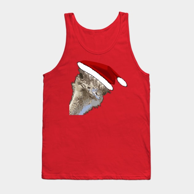 Ostrich Wearing Santa Hat Christmas Zoo Animal Tank Top by taiche